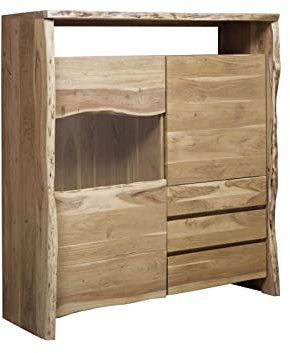 MASSIVMOEBEL24.DE Highboard Akazie 131x45x147 Natur lackiert Pure Acacia #703