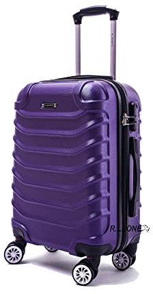 R.Leone Valigia da 1 pezzo Fino a Set 4 Trolley Rigido grande, medio, bagaglio a mano e beauty case 4 ruote in ABS 2026 (Viola, S Bagaglio a mano)