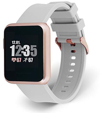 X-WATCH 54046 KETO SUN REFLECT Smart Watch, Fitness Tracker, Pulsmesser, IP68 wasserdicht, Akku bis 20 Tage, Android & iOS - SOFT GREY