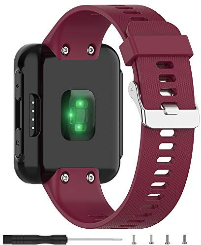 Meifox Kompatibel mit Garmin Forerunner 35 Band, Solf Silikon-Ersatzbänder für Garmin Forerunner 35 Uhr (Weinrot1)