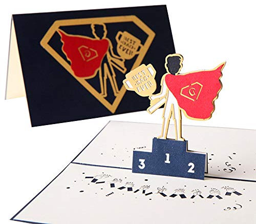 DEESOSPRO® 3D Pop Up [Geburtstagskarte] [Grußkarte] [Jubiläumskarte] mit Kreativem Papierschnittmuster, Geschenk für Papa Geburtstag, Weihnachten, Vatertag (Super Dad)