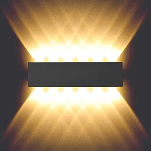 BELLALICHT 12W LED Wandleuchte Innen - Aluminium Up Down Spotlicht Wandlichter Wandlampe, IP54 Wasserdicht für Wohnzimmer Schlafzimmer Flur Treppe Warmweiß