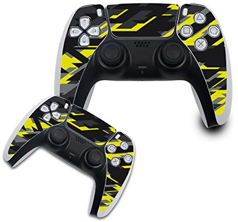 Finest Folia Schutzfolie kompatibel mit PS5 Sticker Hülle für Spiele Konsolen Controller Gehäuse Aufkleber Vinyl Folie Skin gegen Kratzer Design Cover R140 (Controller Set, Nr. 14 Neon Gelb)