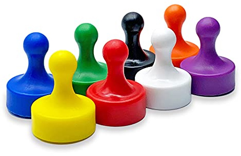 GLASSBOARD Studio Leistungsstarke Neodym-Magnete, Bauernform, starker Kühlschrank-/Kühlschrank- und Whiteboard-Magnet, ideal für Büro, Küche, Handwerk, Seltene Erden, strapazierfähig (8, Mehrfarbig)