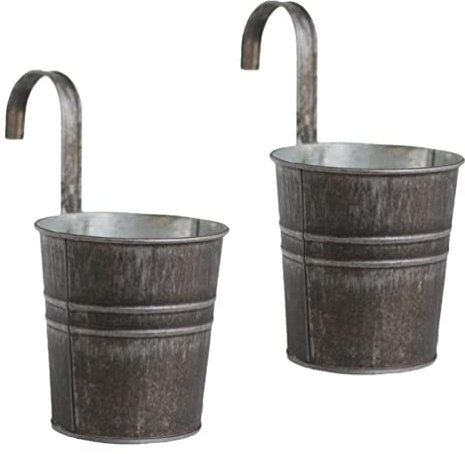 Garneck Wandhaken 2 Stücke Balkontopf Shabby Chic Balkonkasten H?ngender Blumentopf H?ngetopf Blumenkasten Metall Eimer übertopf ? Pflanztopf zum Aufh? Innen ?en ?nderkasten Kleiderhaken