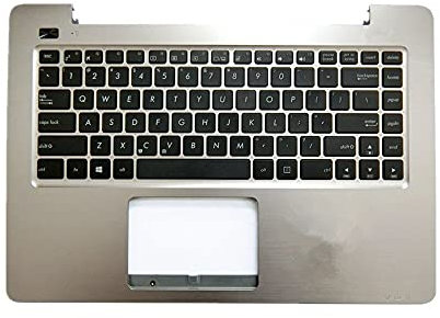 fqparts Replacement Laptop Upper Case Cover C Shell & Keyboard For ASUS X456 X456UA X456UB X456UF X456UJ X456UQ X456UR X456UV Silver US English Layout Small Enter Key Layout