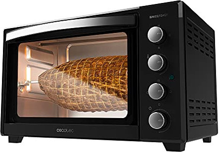 Cecotec Mini-four de Table à Convection Électrique Bake&Toast 4500 Black Gyro. 2000 W, Capacité 45 L, 12 Fonctions combinables, Rail rotatif, Éclairage intérieur intégré, Acier laqué blanc