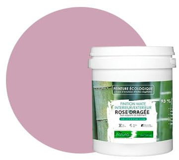 BOX DECO COULEURS Pintura natural ecológica interior exterior con aspecto mate Natura – 1 l/13 m² [Clase energética A+], rosa gragea