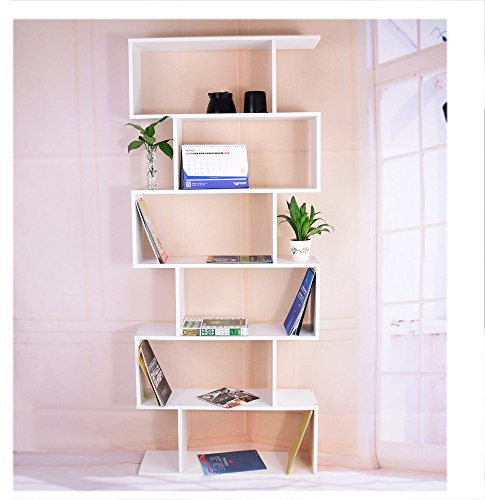 Étagère Échelle Bibliothèque Rangement Livre Fleur 6 Étagères pour Salon, 80 x 23 x 192 cm (Blanc)