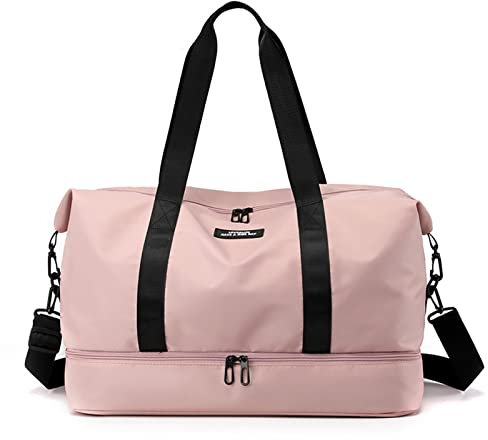 CORIOS Reisetaschen Duffle Bag Nylon Sporttasche für Damen/Herren Faltbare Weekender Übernachtung Tasche Kabinenreisetasche Groß Handtasche für Sport Fitnessstudio Reisen Rosa