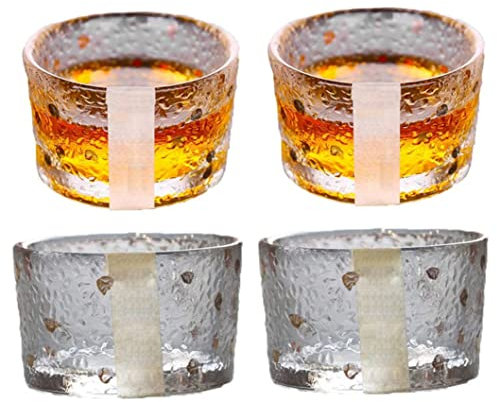 SouiWuzi Tasses de saké, ensemble de tasses de saké japonaise, tasses à thé japonais, verre soju, ensemble de tasses Saki, verres de saké, jeu de verre de tir au Japon de 4