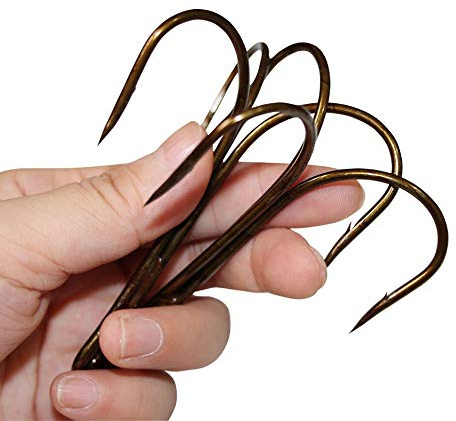 Laxygo Classic Treble Hooks Standard Strength Fishing Hook Large Super Sharp Triple Barbed Fish Hook Bronze Size 12/0