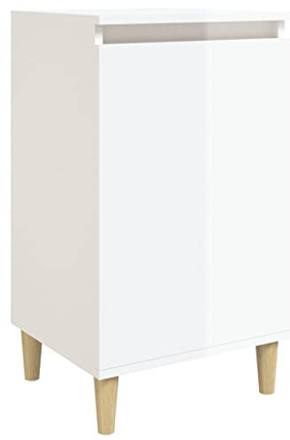 vidaXL Bedside Cabinet- High Gloss White, Engineered Wood Nightstand, 40x35x70 cm, Home Bedroom Furniture with Ample Storage Space