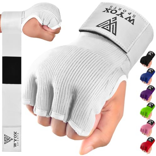 WYOX Gel-Boxbandagen, Innenhandschuhe für Männer und Frauen, schnelle 80 cm lange Handgelenkschlaufen, elastische gepolsterte Boxbandagen für Muay Thai, MMA, Kickboxen, Kampfsport-Trainingsbandagen