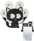 Porta carta igienica per gatti + supporto per carta igienica extra, set di accessori da bagno nero opaco, organizer per carta igienica per 8 rotoli extra