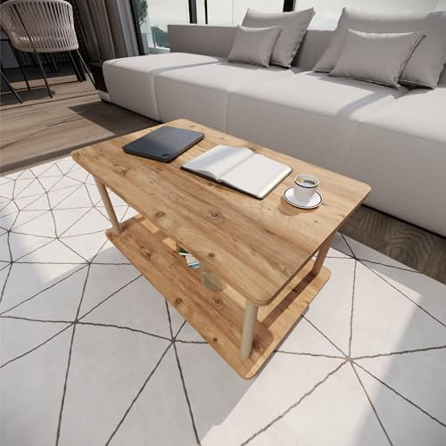 sugodesign Wohnzimmertisch, Sofatisch Holz-Optik, Beistelltisch, Kleiner rechteckiger Couchtisch, Bücherregal, Blumenregal, Dekoregal, Küchentisch, Esstisch, Bürotisch, Schreibtisch, Kaffeetisch