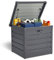DKIEI Lockable Garden Storage Box, 200L Outdoor Metal Box With Lid, Black Deck Container for Garden Tools, Toys, Cushions, Pillows - 72 x 62 x 63cm