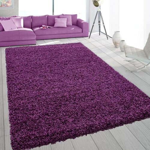 SASONS® Extra Large Shaggy Rug 5cm Thick Soft Pile Modern Fluffy Rugs for Living Room Bedroom Floor Carpet Mat Non Shedding Warm Colours Small Large X-Large Area Rugs (Purple, 160 x 230cm)