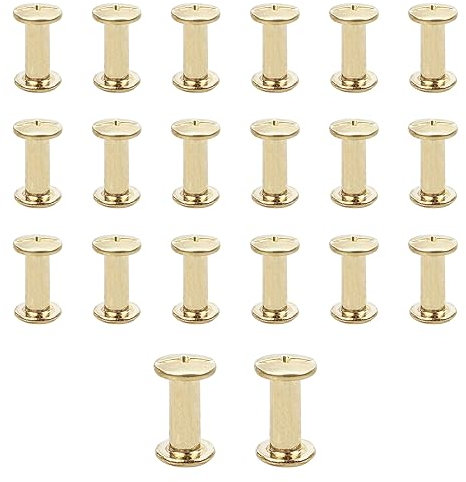 JJWNMLL Lot de 20 vis Chicago M5x12mm Chicago Vis de reliure Chicago Rivet à clous en métal Vis Chicago à tête cruciforme pour ceinture en cuir Bricolage Livre de scrapbooking - Couleur or
