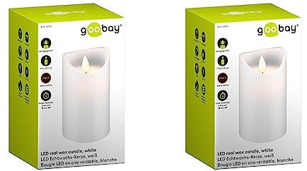 goobay LED Echtwachs-Kerze 12,5cm hoch wunderschönes und sicheres Licht für viele Bereiche wie Haus und Loggia, Büros, Schulen oder Seniorenheime (Packung mit 2)