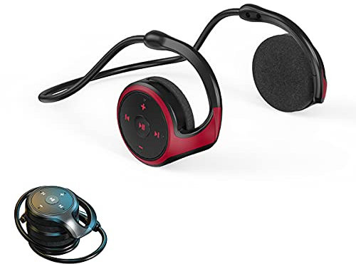 Kabellos Sport Kopfhörer Bluetooth, Faltbares Leichtes Wireless Headset, Unterstützt Speicherkarte, Ergonomischer HiFi-Stereo On-Ear Kopfhörer Wireless Ohrhörer für Laufen Radfahren Fitness Red