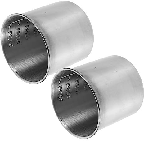 HOMSFOU 2pcs Metal Measuring Cups - Stainless Steel Silver Household Used Cup Ice Container Flour 250ml
