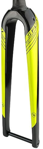 LHHL 700C Rigid Fork Carbon Fiber Road Bike Thru Axle 100x12mm Disc Brake Front Fork Bicycle Forks 1-1/8'' Tapered Tube Ultralight (Color : Geel, Size : 700C)