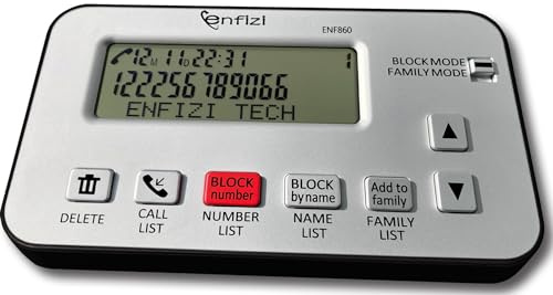enfizi Enf860 Call Blocker for Landline Phones/Answering Machine/Home Cordless Phones, Blacklist/Whitelist Dual Mode, Caller ID Box