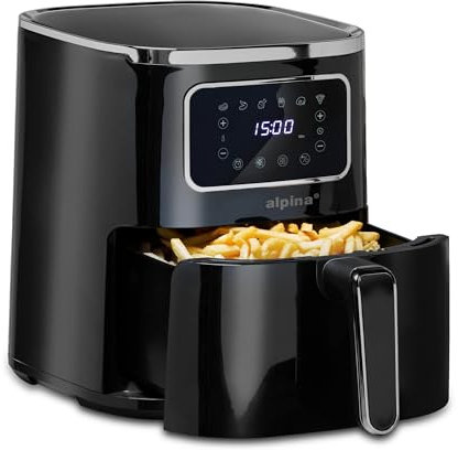 alpina Air Fryer 4.5L - Fritseuse Sans Huile pour 3 à 4 Personnes - Airfryer Electrique avec Affichage Numérique - Température Réglable de 80°C à 200°C - Minuterie jusqu'à 60 minutes - 1450W