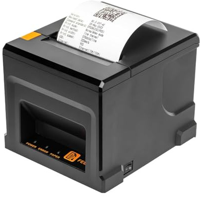 Diyeeni Rongta POS-Drucker 80-mm-USB-Thermobondrucker, Automatischer Schneider, Unterstützt Kassenschublade, USB-Seriell-Ethernet-Schnittstelle, fürfür Mac für, (EU-Stecker)