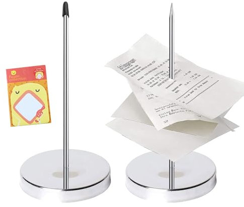 Pinchos para Notas,2Pc Pincho para Tickets,Pincha Papeles,Tenedor de Factura,Soporte para Recibos,Pincho para Tickets con Fondo Redondo,Soporte de Recibo Recto Inoxidable,para Bares Oficina (2)