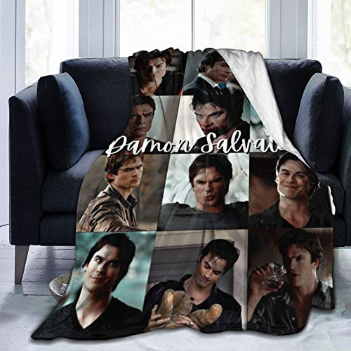 Amkong TV-Show-Decken, Team Damon Salvatore Collage, Überwurf, Decke, Merch Ian Somer-Halder Fans, Geschenke, weiche, flauschige Fleecedecke für Bett, Sofa, Heimdekoration, 152,4 x 127 cm