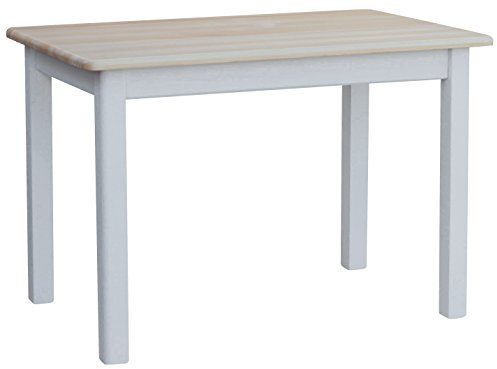 k koma Esstisch Küchentisch – Massivholz Kiefer, weiße Beine, klar lackierte Tischplatte, Zeitloses Design, NEU vom Hersteller (60 x 110)