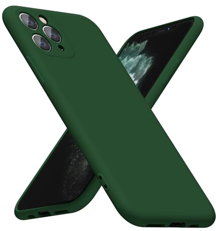 LoeoeL for iPhone 11 Pro Max Phone Case Silicone, Minimalist Ultra Thin Slim Soft Rubber Gel Solid Color Matte TPU Cute Case for Women Men, Girly Plain Aesthetic Design & Camera Cover, Dark Green