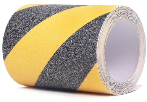 XZRDINGJIE Antirutsch Streifen, Stark Sicherheitsband Rutschfest, Schwarz-gelb, Rutschhemmendes Klebeband Grip Tape für Rutschfeste Treppenstufen im Innen- und Außenbereich – 15 cm Breite