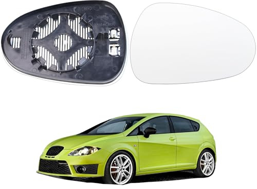 Hebstw Espejo retrovisor de repuesto para Seat Leon 2011-2013, espejo retrovisor de puerta delantera derecha con placa trasera