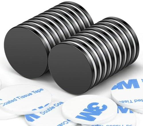 Wukong Schwarz Neodym Magnete Selbstklebend Extra Stark 20x2mm | 20 Stück, Mini Runde Magnete Heavy Duty für Magnettafel Whiteboard Kühlschrank