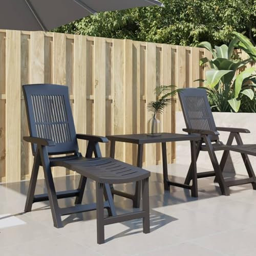 JUDYY Sonnenliege Anthrazit Kunststoff, Gartenliege, Liegestuhl, Sonnenstuhl, Sonneninsel Outdoor, Liegen, Gartenmöbel, Bäderliege, Relaxliege - 364707