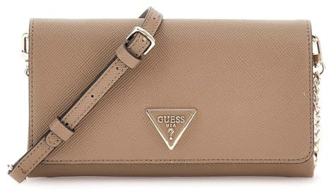 GUESS Damen Noelle Crossbody Flap Organizer Handtasche, Dunkeltaupe