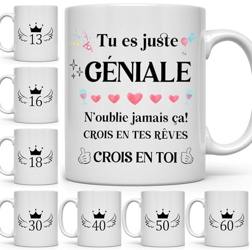 COEROW Tasse à Café Céramique 350ml Moderne Anniversaire Naissance Tasse Cadeau D'Encouragement pour Elle
