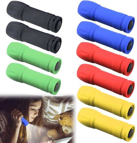 Asfrode 10 Stück Mini LED Taschenlampe mit 9 LED, Mini Taschenlampe Kinder Farbige Kleine Taschenlampe für Kindergeburtstag Camping Outdoor Wandern Notfälle(Keine Batterie)