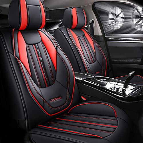 Donliga Autositzbezüge Für BMW 3er 320i 325i 328i 330i 335i 340i Ledersitzbezug 5 Sitze vorne und hinten,Autositzkissen,Autositzschutz,Sitzbezug,Schwarz Rot(A-02)