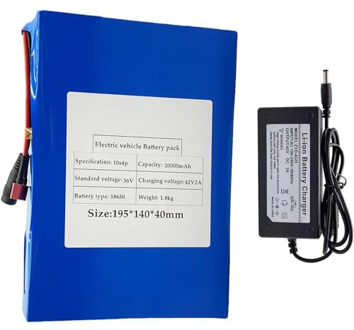 BDBLFLTZ Batterie Lithium-ION 36 V 20 Ah 10S4P pour vélo électrique avec Chargeur Protection BMS intégrée Idéal pour Moteur vélo électrique 200-1000 W XT 60