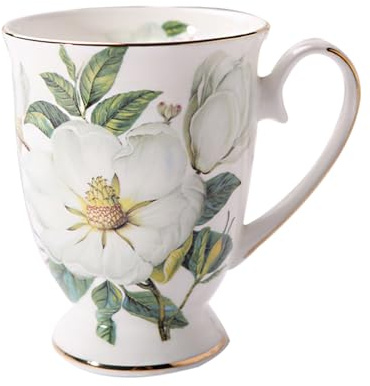 Stgbcst Taza de té y café, diseño floral, de porcelana premium, taza de café, regalo, taza de cerámica, 300 ml, con asa, taza para té o café (estilo 3)