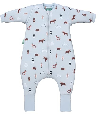 molis&co - Baby Sleeping Bag with Sleeves and non-slip Socks TOG 2.5 - Toddler Sleeping Bags 2.5 Tog - Baby Wearable Blanket for Infants & Toddlers - 100% Cotton (OEKO-TEX) (Winter Animals, 6Y)