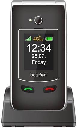 Beafon, SL645plus LTE (4G), Silverline, Seniorenhandy mit SOS Notruftaste, Klapphandy, Großtastentelefon, Gesprächsannahme & beenden Taste auf der Vorderseite, XXL Farbinnen- Außendisplay