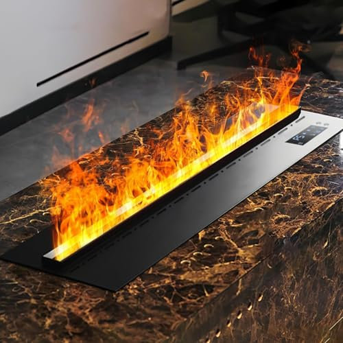 Wasserdampfkamin, elektrischer 3D-Zerstäubungskamin mit realistischer, mehrfarbiger, zerstäubter Flamme, automatische Wasserbefüllung, Timer zur Steuerung per Touch/Fernbedienung/App,700mm