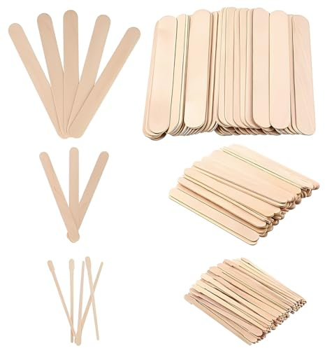 GNALIA Spatule Bois Épilation, 300 Pièces, 3 Tailles (8,8×1,7 Cm, 9,3×1 Cm, 15×1,8 Cm), Couleur Jaune, Pour Bricolage, Bâtonnets De Glace Et Artisanat