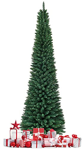 FANTASK Albero di Natale artificiale, 270 cm, aghi in PVC, con supporto in metallo, per casa, ufficio, negozi e hotel (verde)