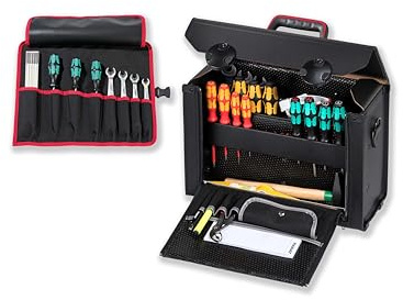 PARAT TOP-LINE Allround CP-7 | Werkzeugtasche leer | Bis zu 43 Werkzeuge | Inkl. BASIC Roll-Up Case 8 | Für Handwerk & Service | Robuster Werkzeugkoffer aus Leder & Con-Pearl® | Mit CP-7 Haltern
